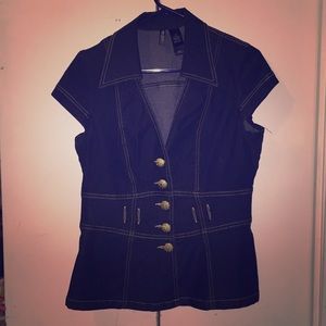 Dark blue Jean shirt and skirt